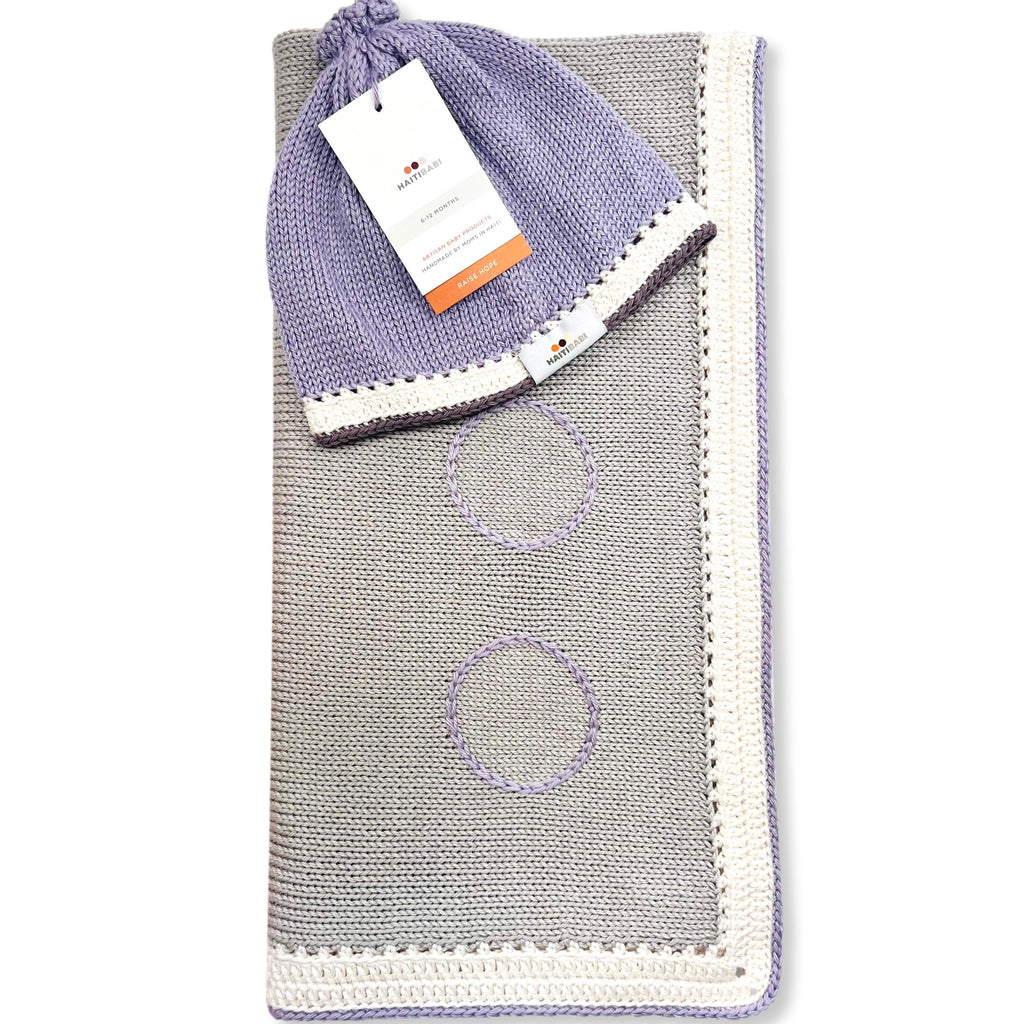 Argent & Purple Ice Blanket & Hat Set