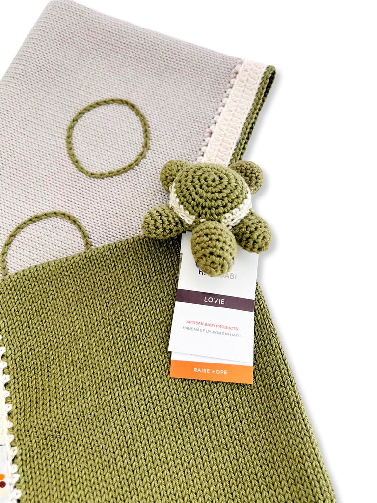 Argent & Summer Moss Blanket & Turtle Lovie Set