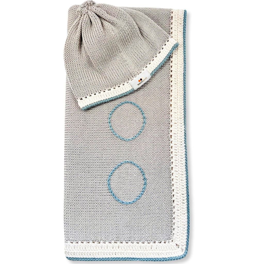 Argent & Stone Blue Blanket & Hat Set