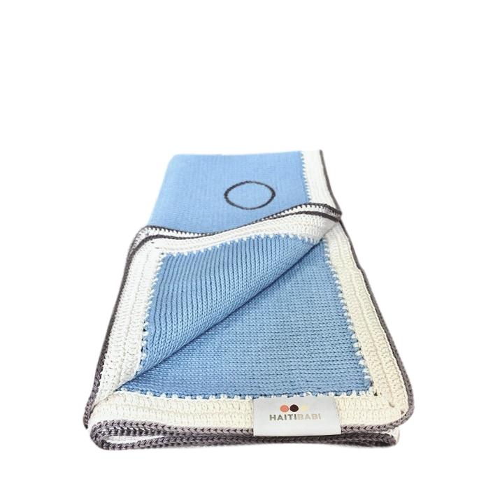 Baby Blue & Stone Blanket and Hat Set
