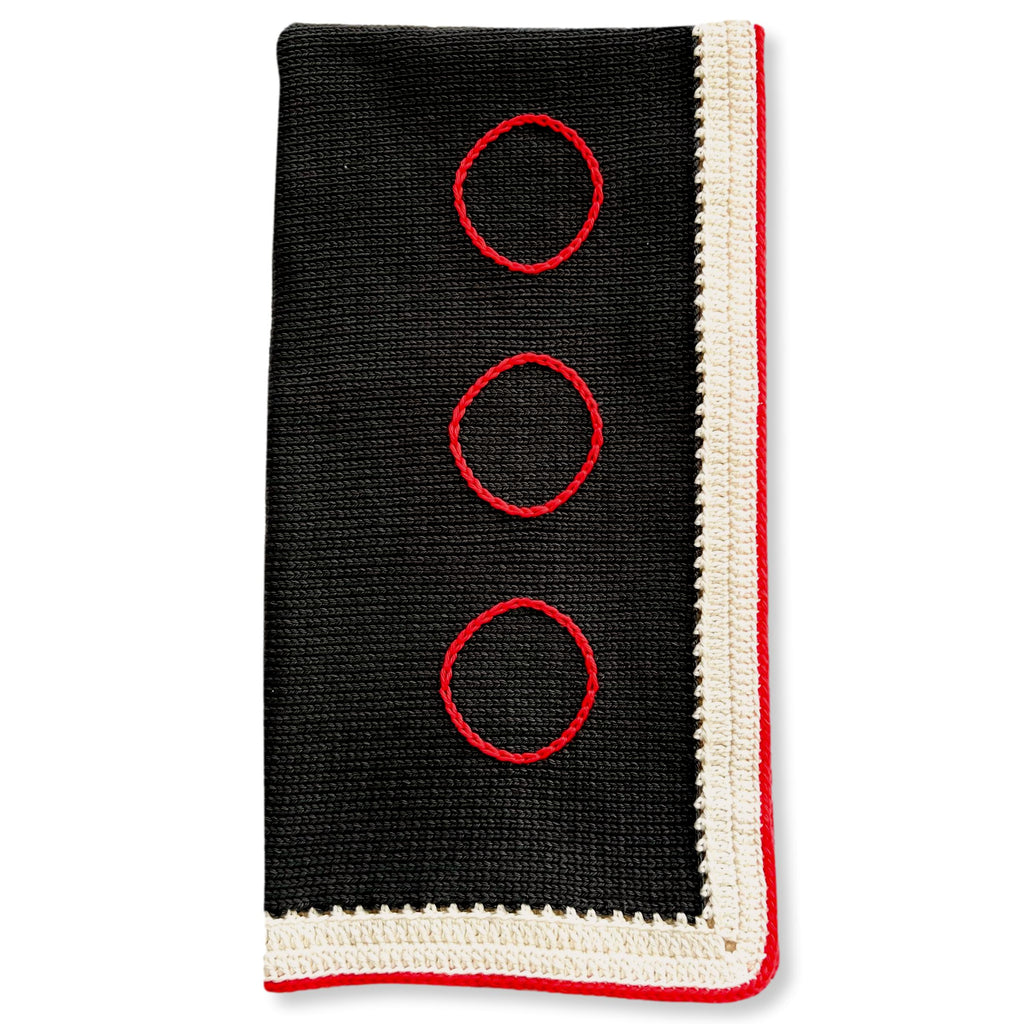 Carbon Gray & Red Blanket and Beanie Set