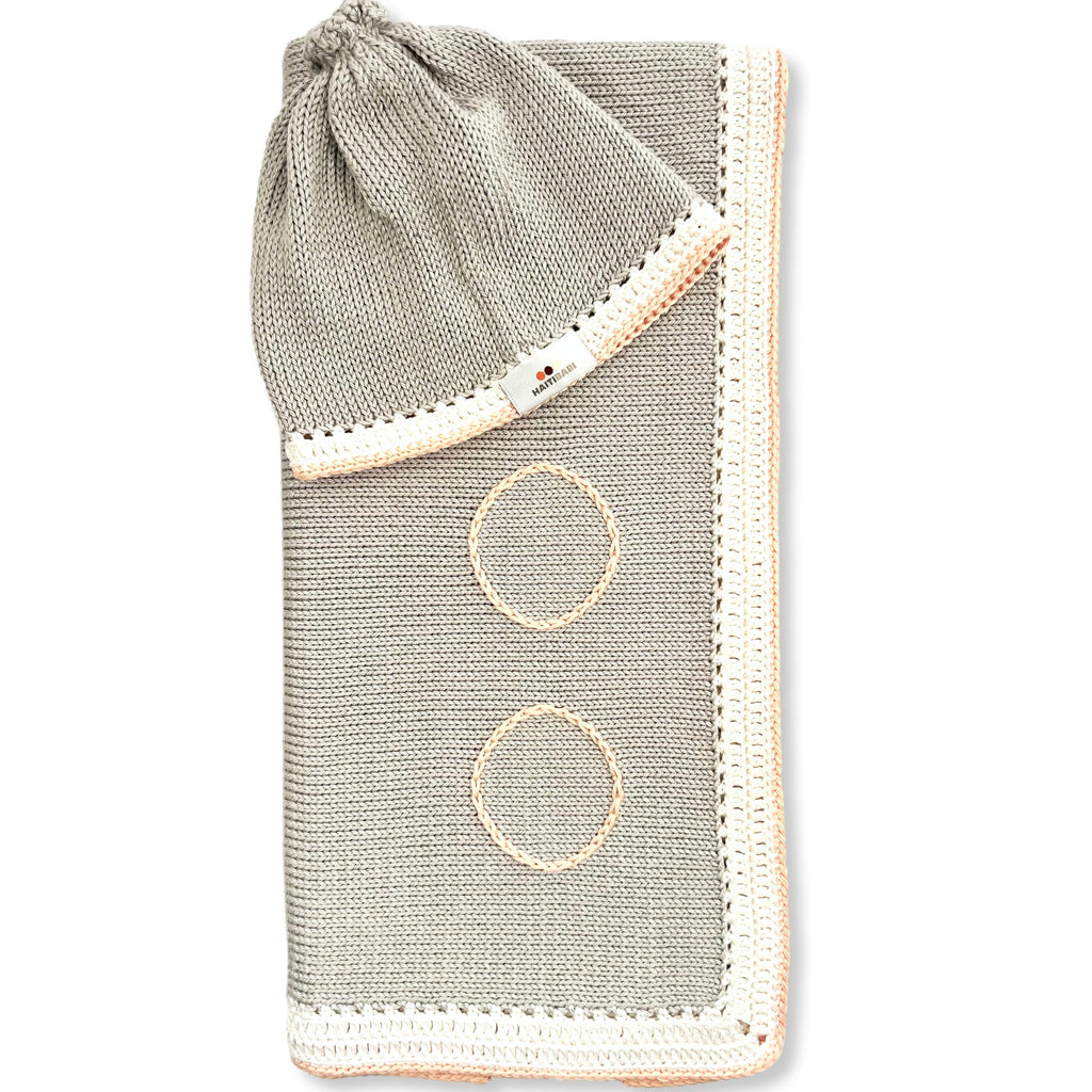 Argent & White Peach Blanket & Beanie Set