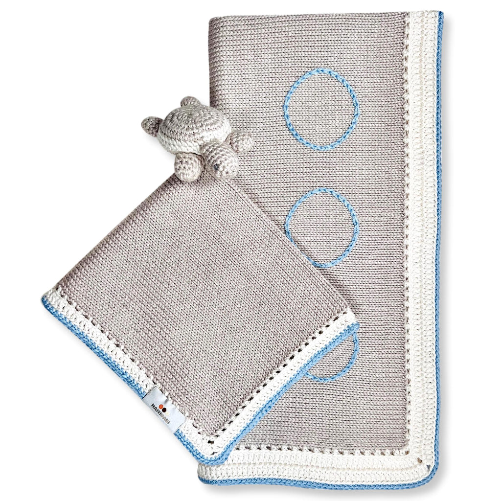 Pebble & Baby Blue Blanket and Baby Blue Whale Lovie or Pebble Turtle Lovie Set