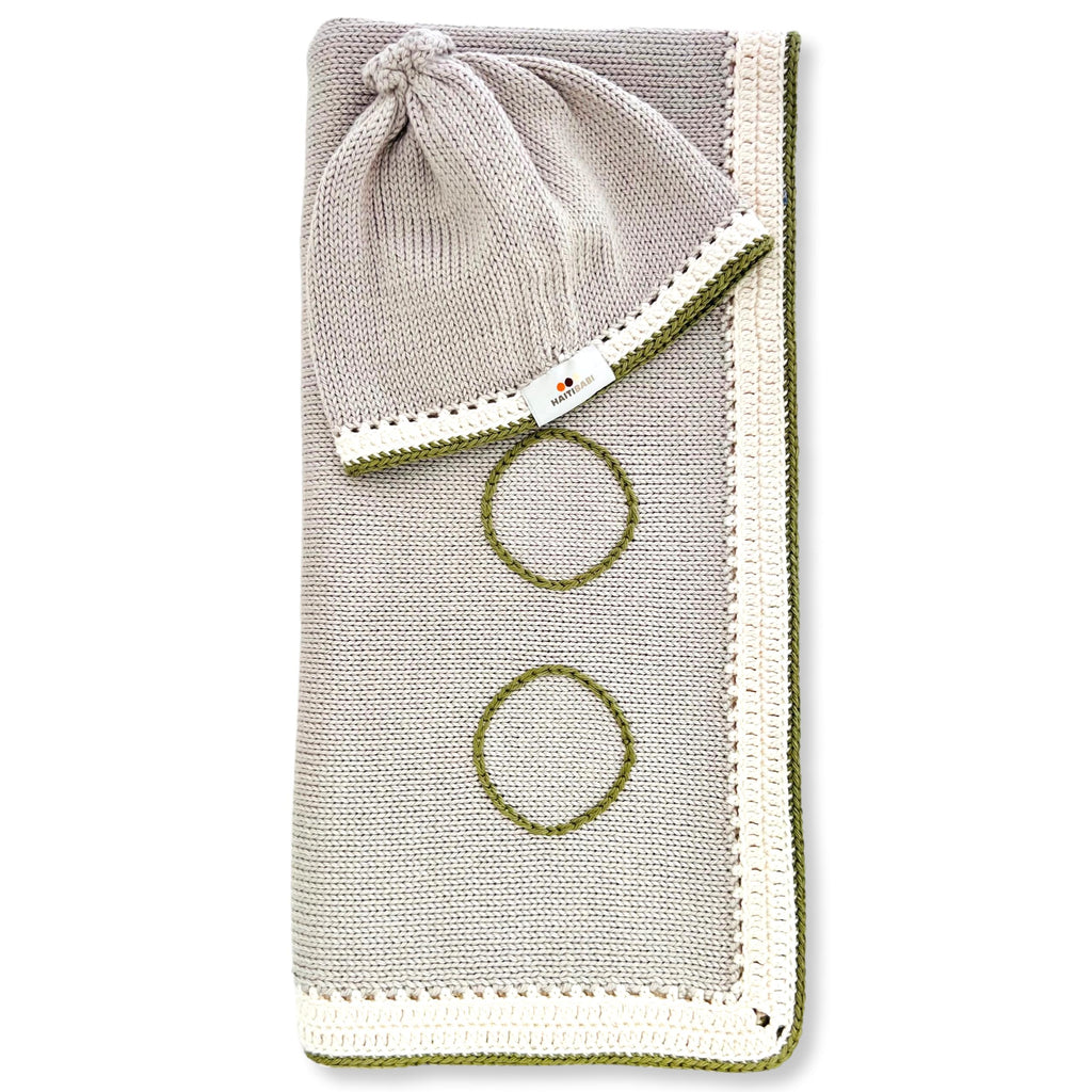 Argent & Summer Moss Blanket & Beanie Set