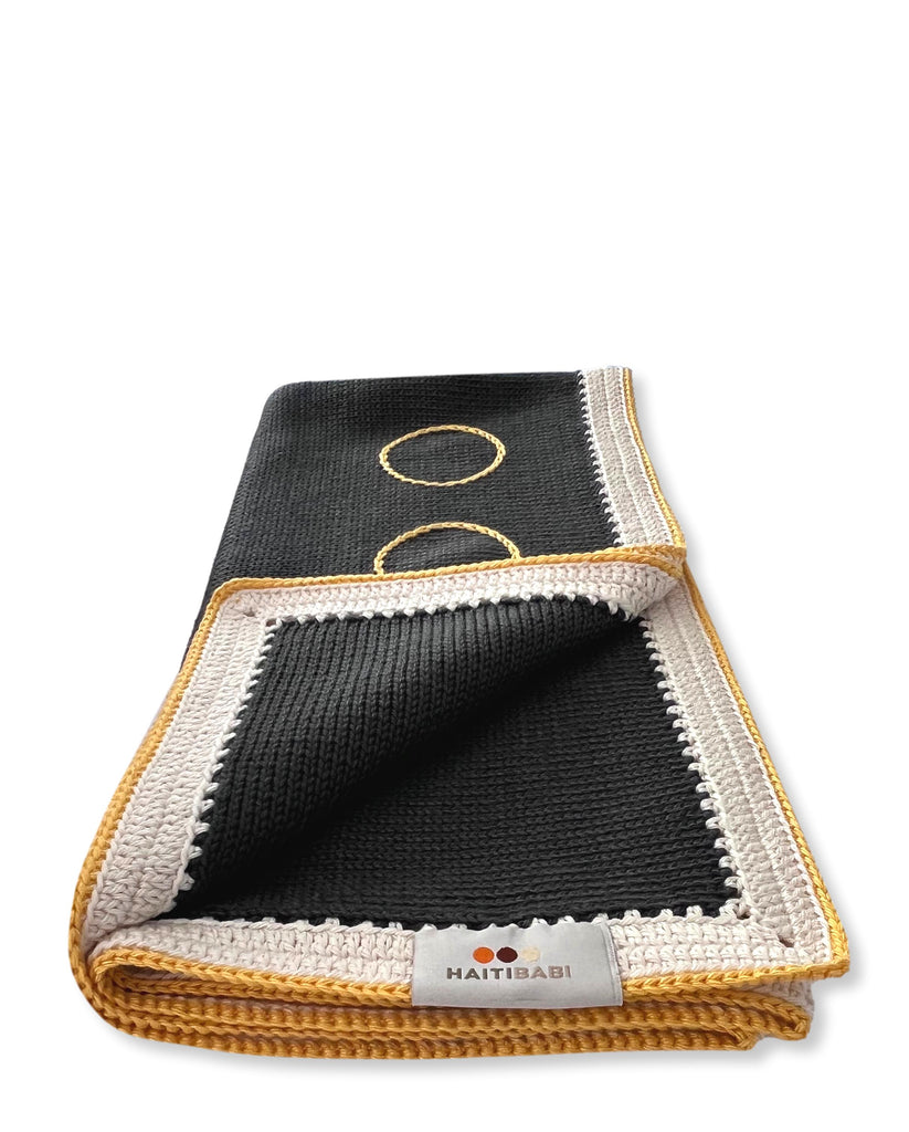 Carbon Gray & Pineapple Blanket