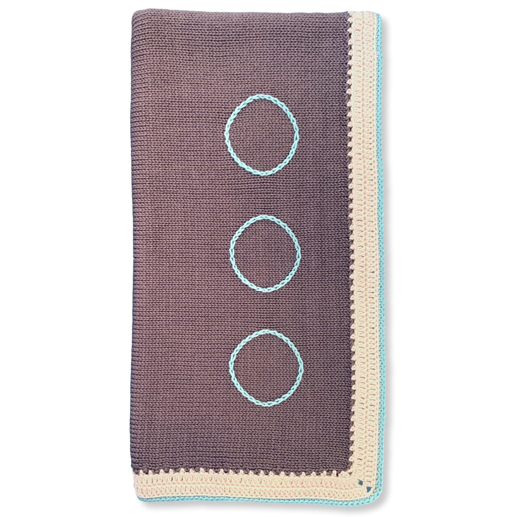 Suede & Ice Blue Washable Knit Baby Blanket