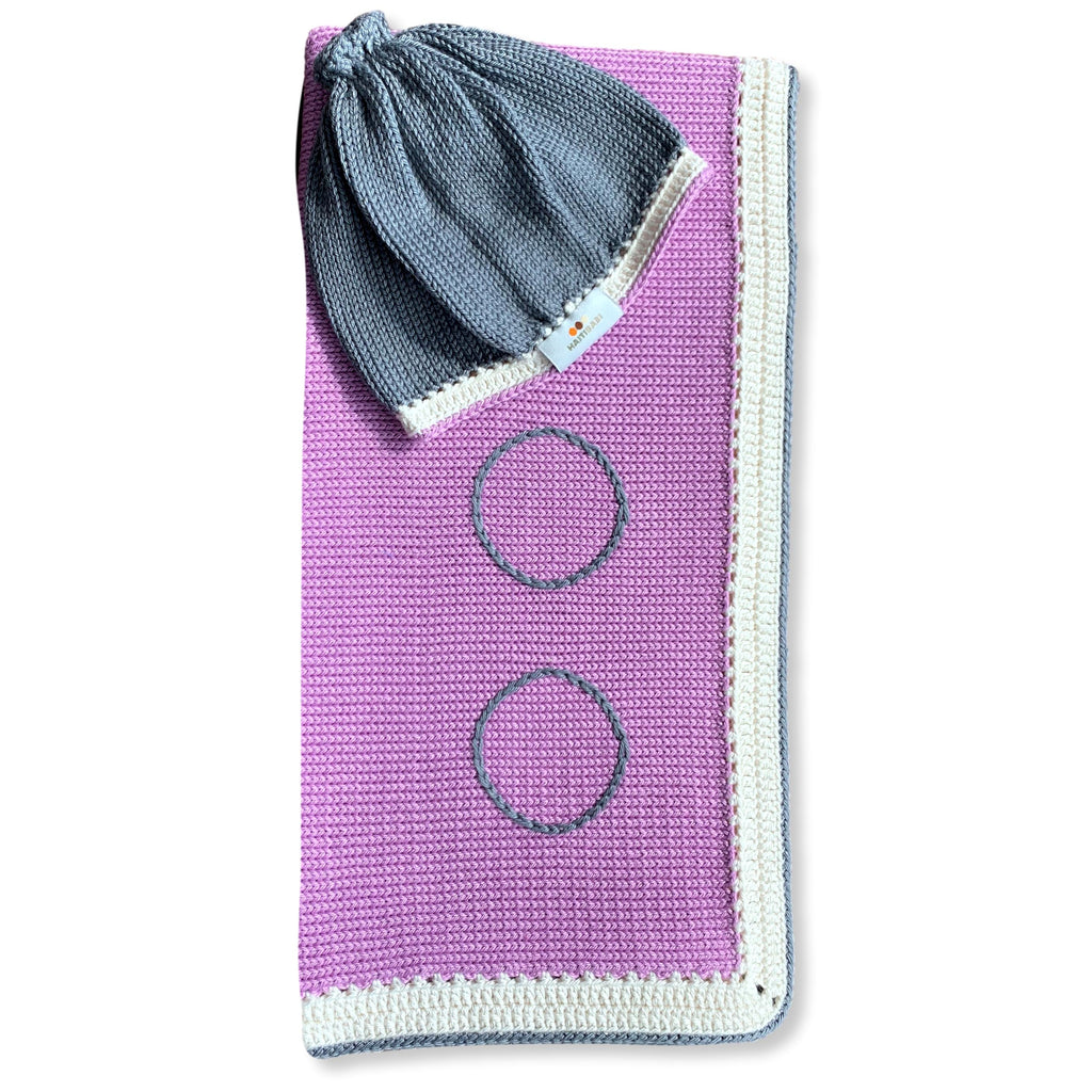 Orchid & Stone Blanket and Stone Hat Set