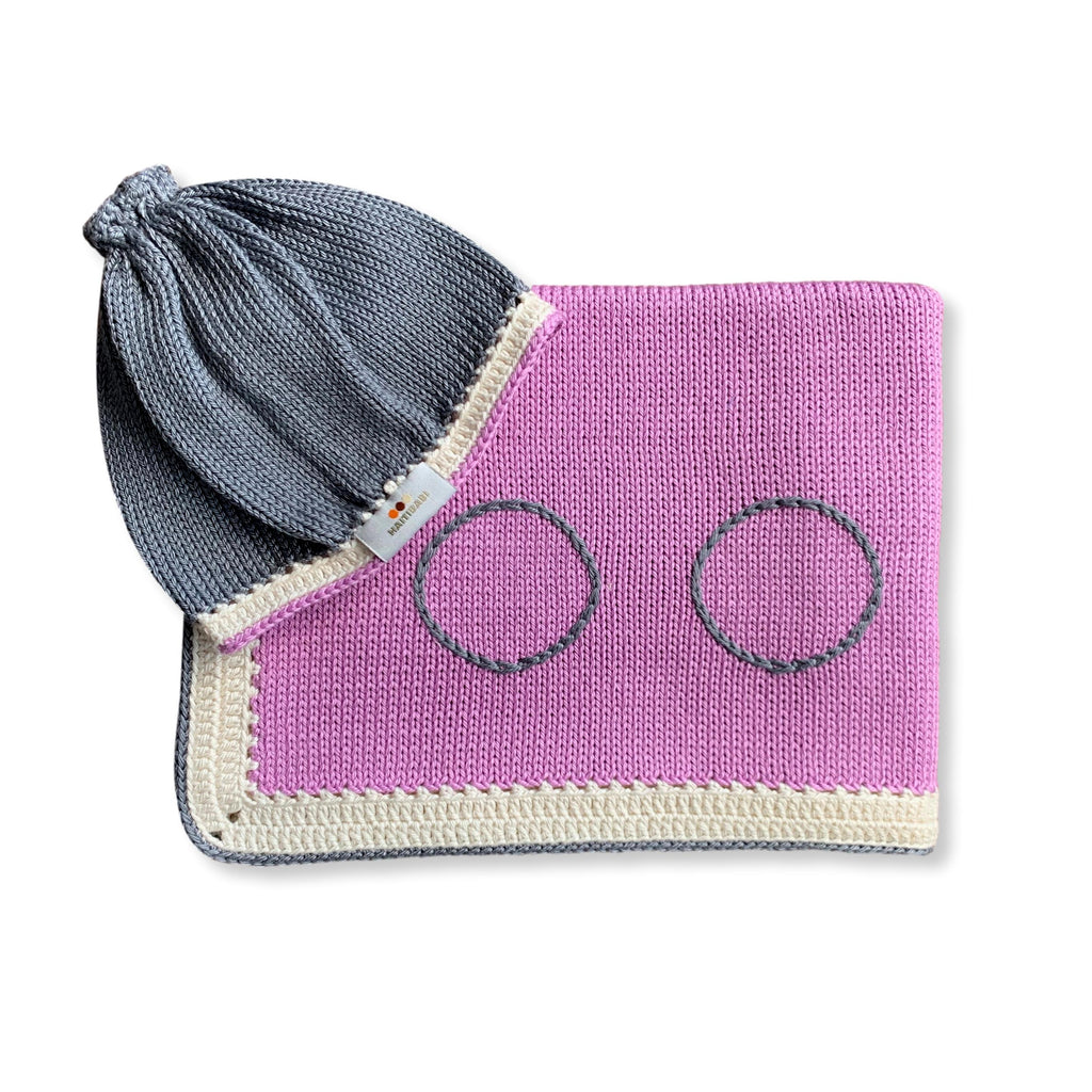 Orchid & Stone Blanket and Stone Hat Set
