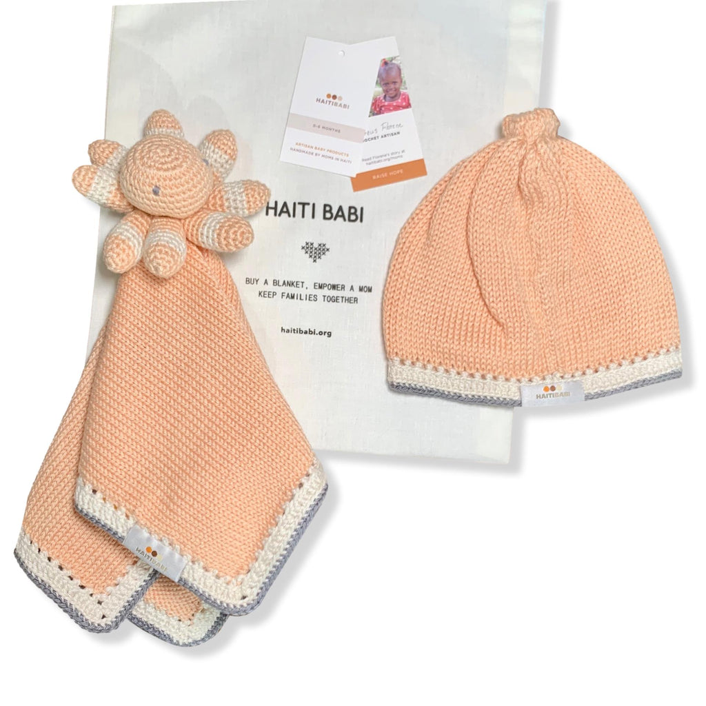 White Peach Lovie & Hat Set