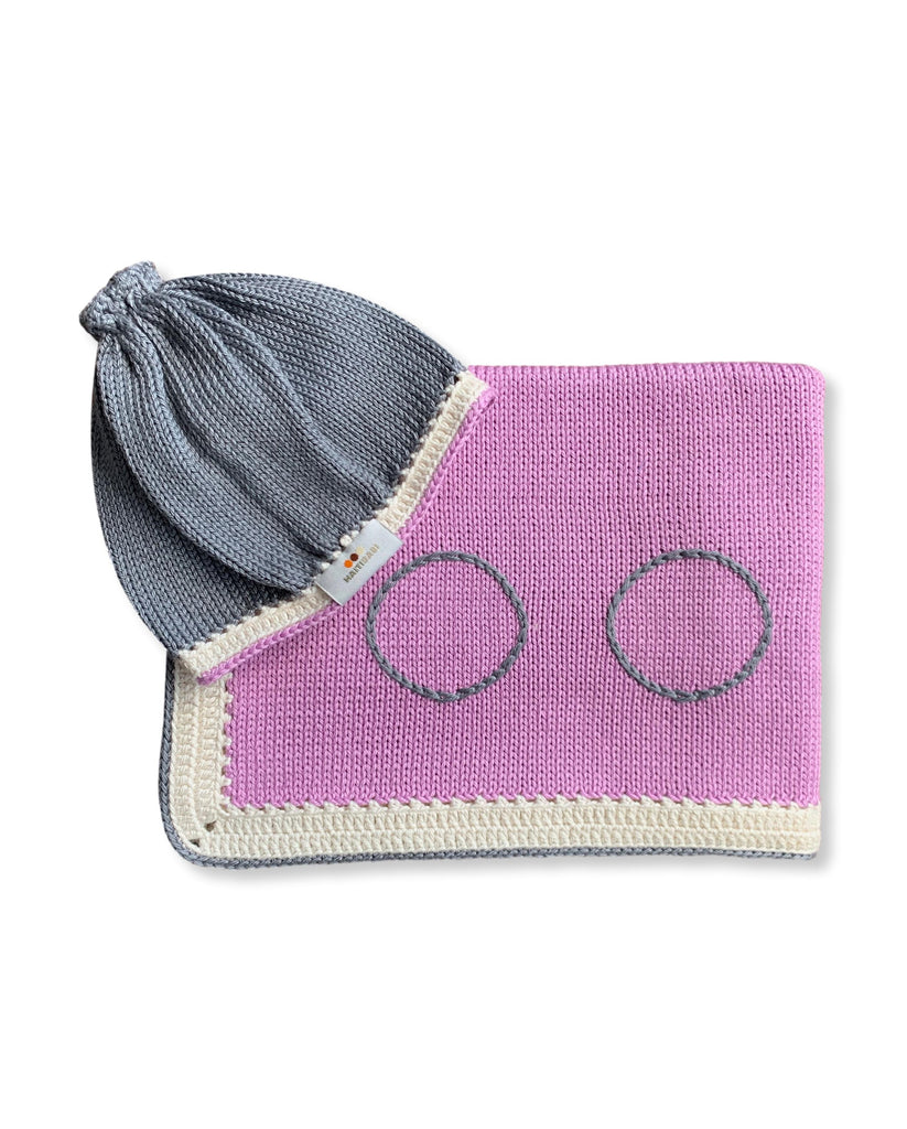 Orchid & Stone Blanket and Stone Hat Set