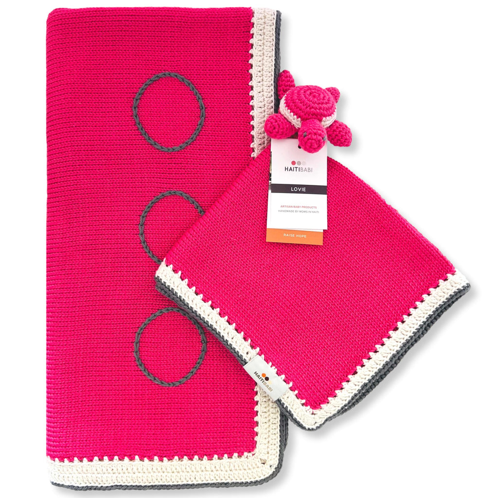 Peony & Stone Blanket & Turtle Lovie Set