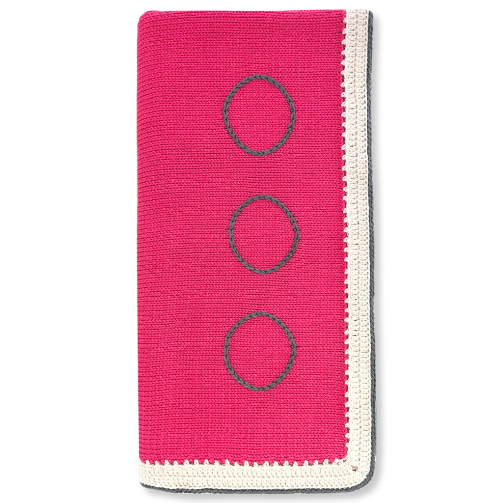 Peony pink knit baby blanket handmade by women artisans in Haiti