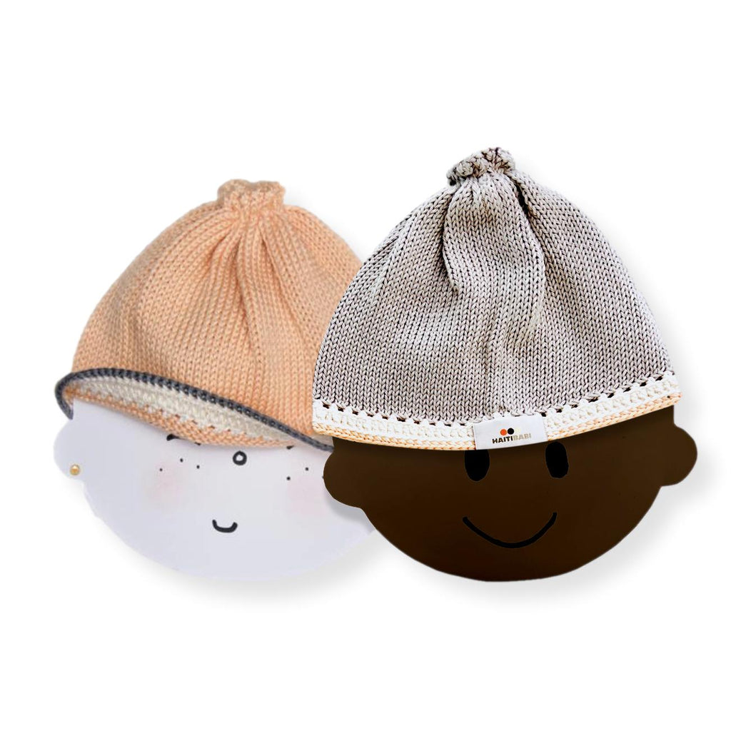 Argent & White Peach Baby Beanies