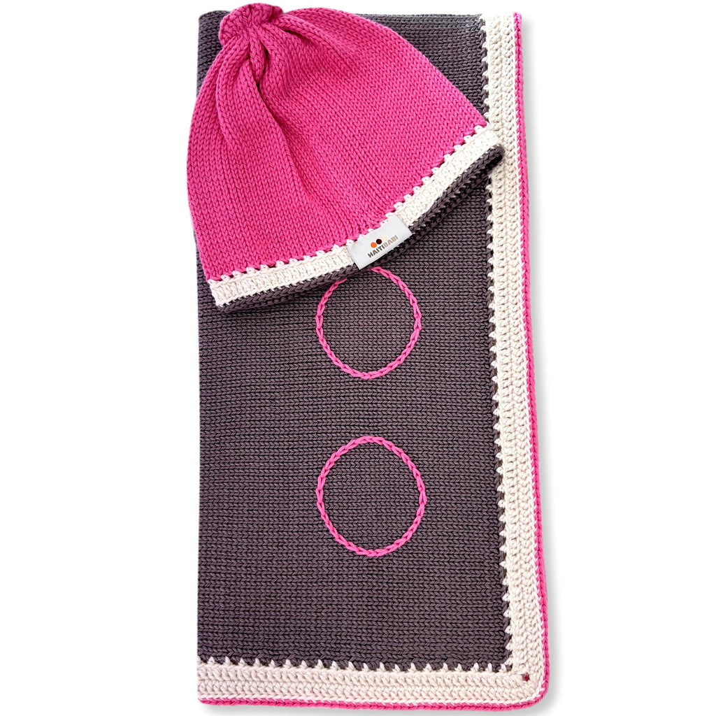 Suede & Primose Blanket & Beanie Set