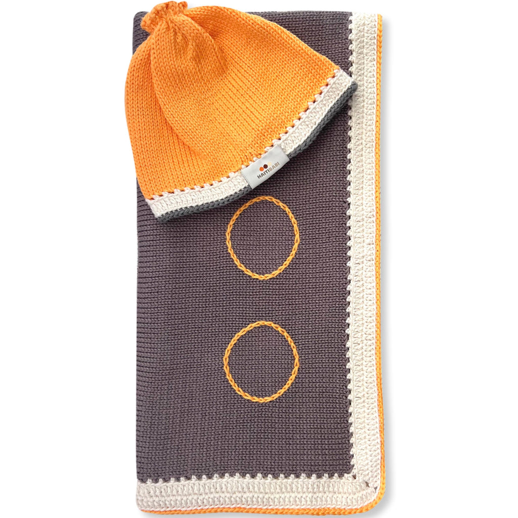 Suede & Papaya Blanket and Hat Set