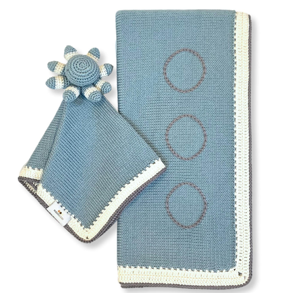 Stone Blue Suede Blanket Love Set: Artisan Baby Products made by moms in Haiti